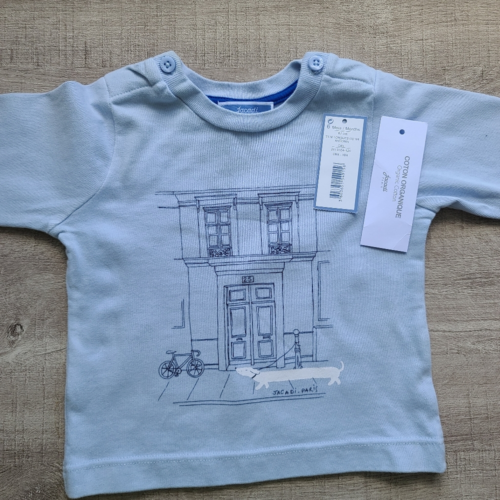 Jacadi baby boy long sleeve with design. 6 months.